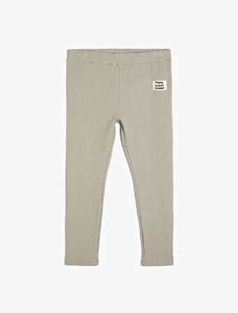 Basic Tayt Ribanalı Beli Lastikli Aplike Detaylı Pamuklu 