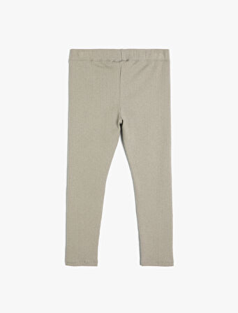 Basic Tayt Ribanalı Beli Lastikli Aplike Detaylı Pamuklu 