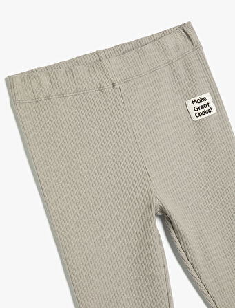 Basic Tayt Ribanalı Beli Lastikli Aplike Detaylı Pamuklu 