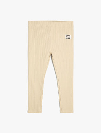 Basic Tayt Ribanalı Beli Lastikli Aplike Detaylı Pamuklu 