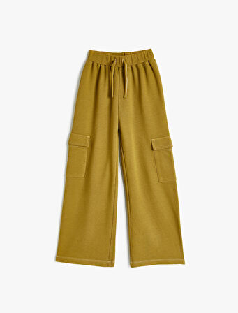 Pantolon Geniş Paça Cep Detaylı Beli Lastikli