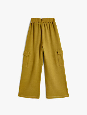 Pantolon Geniş Paça Cep Detaylı Beli Lastikli