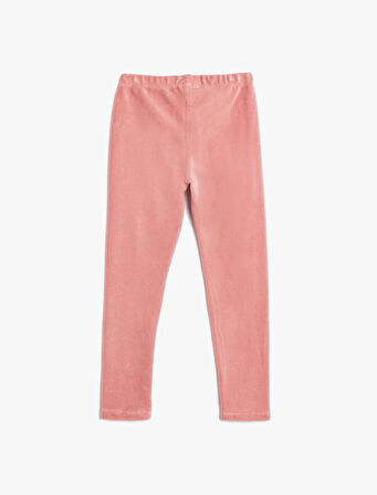 Kadife Tayt Fitilli Beli Lastikli Pamuk Karışımlı