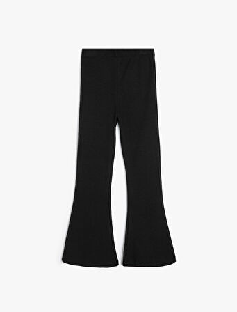 İspanyol Paça Pantolon Fitilli Yırtmaç Detaylı Beli Lastikli