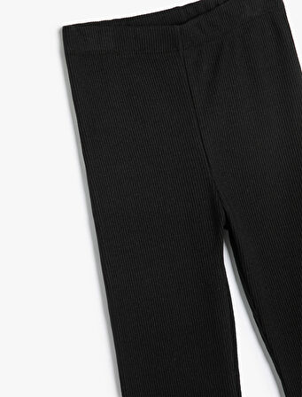 İspanyol Paça Pantolon Fitilli Yırtmaç Detaylı Beli Lastikli