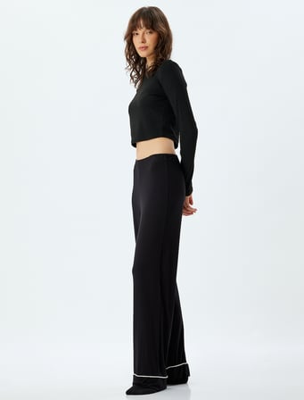 Pijama Altı Düz Bol Paça Standart Bel