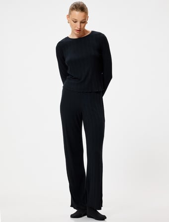 Modal Pijama Üstü Uzun Kollu Bisiklet Yaka 