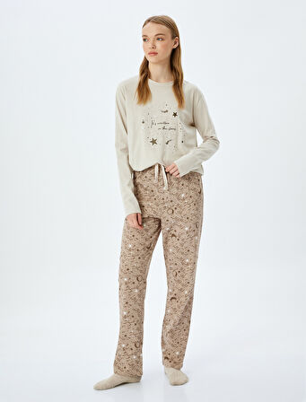 Yıldız Desenli Pamuklu Pijama Takımı