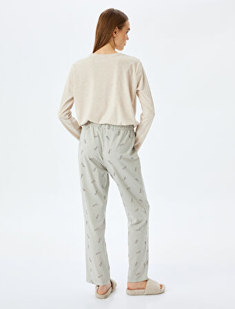 Kedi Baskılı Uzun Kollu Pijama Takımı