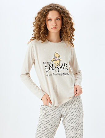 Lisanslı Winnie The Pooh Baskılı Uzun Kollu Pijama Takımı