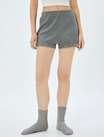 Şort Pijama Altı Dokulu Dantel Detaylı