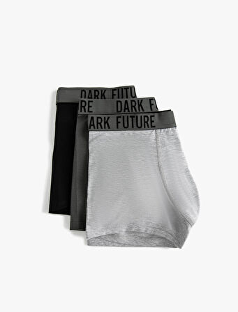 3'lü Boxer Seti Slogan Baskılı Çok Renkli