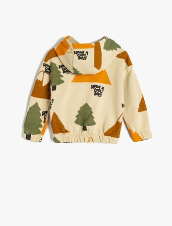 Doğa Temalı Bebek Kapşonlu Sweatshirt