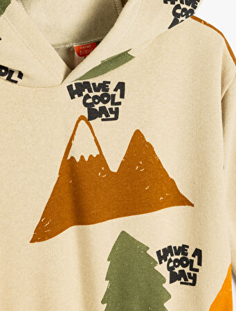 Doğa Temalı Bebek Kapşonlu Sweatshirt