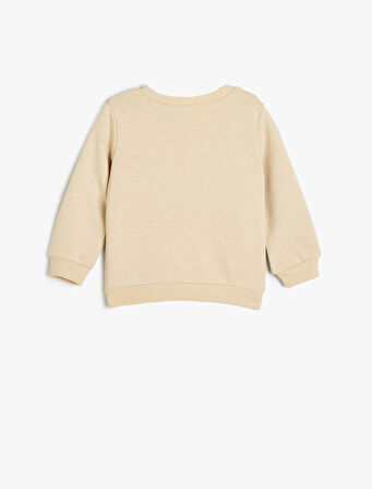 Dinozor Baskılı Sweatshirt Uzun Kollu Bisiklet Yaka