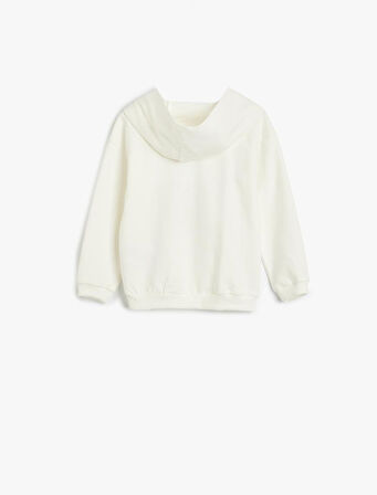 Erkek Bebek Kapşonlu Sweatshirt Uzun Kollu Bisiklet Yaka Dinozor Baskı Detaylı Pamuklu