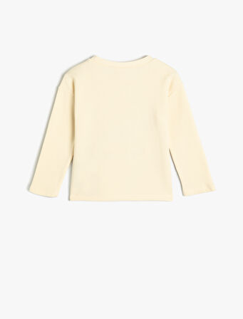 Tişört Uzun Kollu Bisiklet Yaka Köpek Baskılı Pamuklu