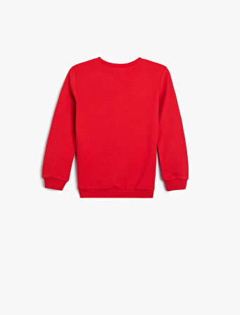 Sweatshirt Hayvan Baskılı Bisiklet Yaka Pamuklu 