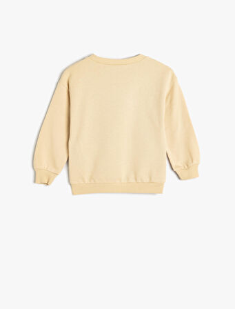 Dinozorlu Sweatshirt Uzun Kollu Bisiklet Yaka Pamuklu