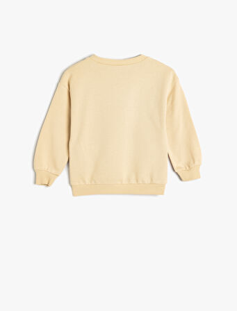 Dinozorlu Sweatshirt Uzun Kollu Bisiklet Yaka Pamuklu