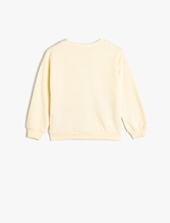 Sweatshirt Baskı Detaylı Uzun Kollu Bisiklet Yaka Pamuklu