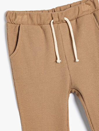 Basic Jogger Eşofman Altı Beli Bağlamalı Dokulu Pamuklu