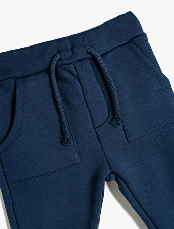 Basic Jogger Eşofman Altı Beli Bağcıklı Cep Detaylı Pamuk Karışımlı