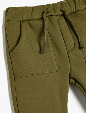 Basic Jogger Eşofman Altı Beli Bağcıklı Cep Detaylı Pamuk Karışımlı