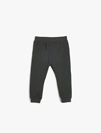 Basic Eşofman Altı Dokulu Beli Bağlamalı Pamuklu