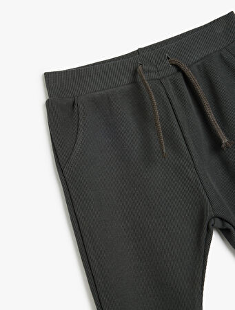 Basic Eşofman Altı Dokulu Beli Bağlamalı Pamuklu