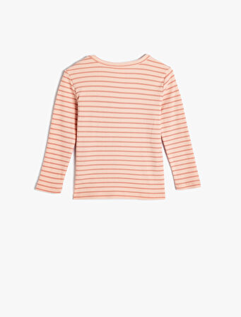 Tişört Uzun Kollu Bisiklet Yaka Ribanalı Pamuklu