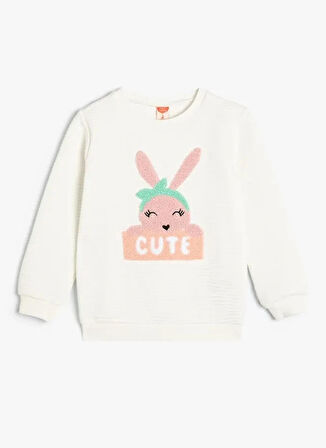 Koton Desenli Kadın Ekru Sweatshırt 5WMG10034AK