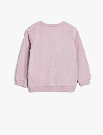 Sweatshirt Baskı Detaylı Bisiklet Yaka Uzun Kollu Pamuklu Şardonlu