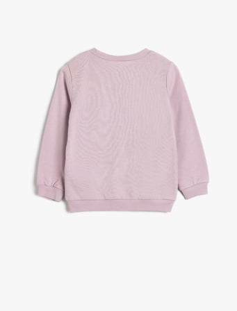 Sweatshirt Baskı Detaylı Bisiklet Yaka Uzun Kollu Pamuklu Şardonlu