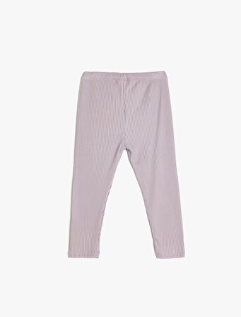 Basic Ribanalı Pamuklu Tayt Beli Lastikli