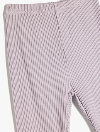 Basic Ribanalı Pamuklu Tayt Beli Lastikli