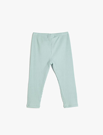 Basic Ribanalı Pamuklu Tayt Beli Lastikli