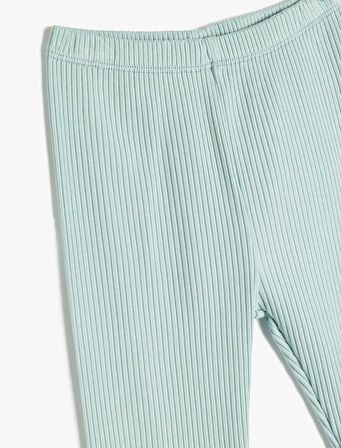 Basic Ribanalı Pamuklu Tayt Beli Lastikli