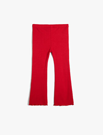 İspanyol Paça Tayt Basic Ribanalı Pamuklu