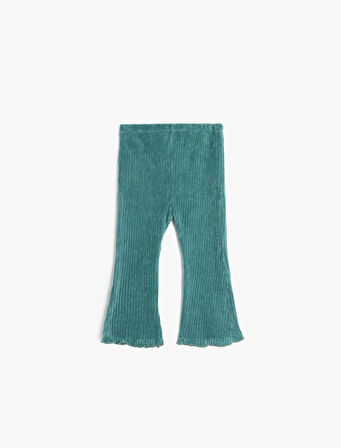 İspanyol Paça Tayt Ribanalı Beli Lastikli