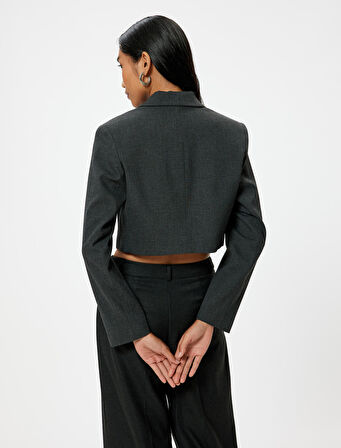 Oversize Crop Ceket Kruvaze Ters Yaka