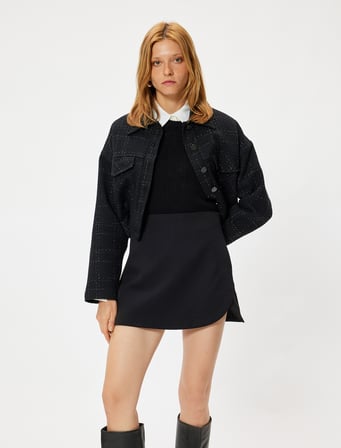Mini Kruvaze Şort Etek Slim Fit Standart Bel