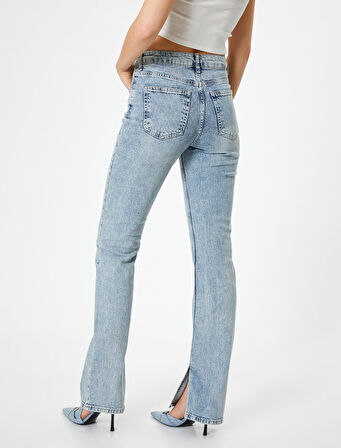 Hafif İspanyol Paça Kot Pantolon Dar Kesim Yüksek Bel - Flare Slim Jean