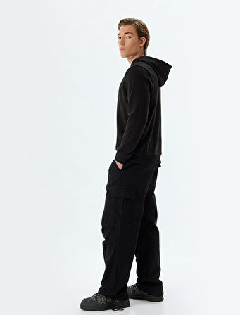 Kapşonlu Sweatshirt Basic Uzun Kollu Pamuklu