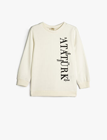 Atatürk Sweatshirt Baskılı Uzun Kollu Bisiklet Yaka