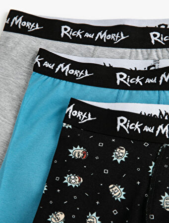 Rick and Morty 3'lü Boxer Seti Lisanslı Desenli