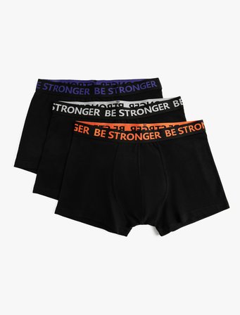 3'lü Boxer Seti Slogan Baskılı 