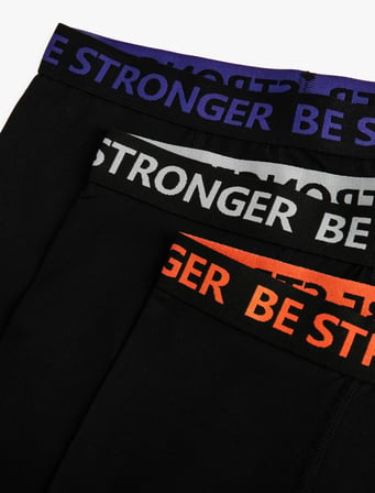 3'lü Boxer Seti Slogan Baskılı 