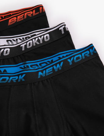 3'lü Boxer Seti Slogan Baskılı Pamuklu