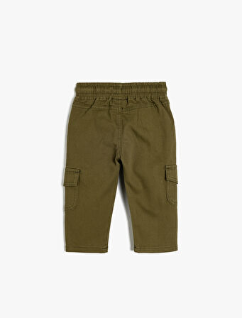 Kargo Pantolon Beli Bağlamalı Cepli Pamuklu